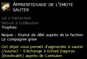 Apprentissage de l'emote sauter