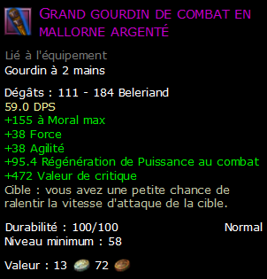 Grand gourdin de combat en mallorne argenté