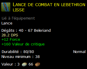 Lance de combat en lebethron lisse