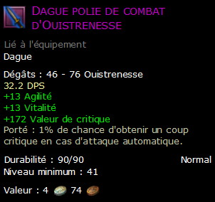 Dague polie de combat d'Ouistrenesse