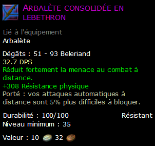 Arbalète consolidée en lebethron