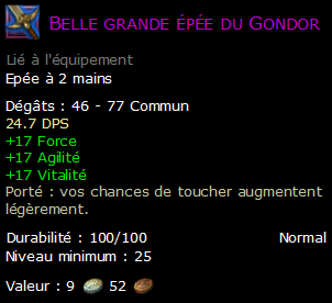 Belle grande épée du Gondor