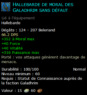 Hallebarde de moral des Galadhrim sans défaut