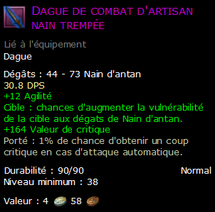 Dague de combat d'artisan nain trempée