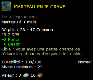 Marteau en if gravé