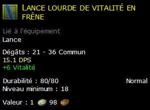 Lance lourde de vitalité en frêne