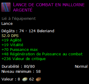 Lance de combat en mallorne argenté