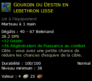 Gourdin du Destin en lebethron lisse