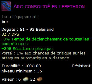 Arc consolidé en lebethron