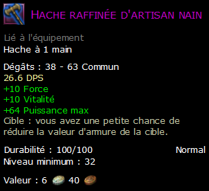 Hache raffinée d'artisan nain