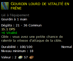 Gourdin lourd de vitalité en frêne