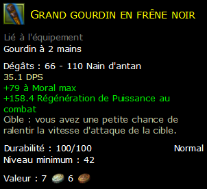 Grand gourdin en frêne noir