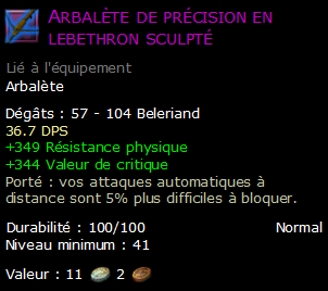 Arbalète de précision en lebethron sculpté