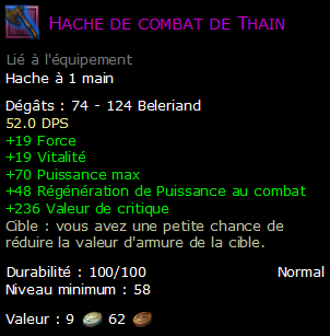 Hache de combat de Thain