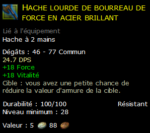 Hache lourde de bourreau de force en acier brillant