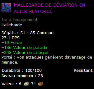 Hallebarde de déviation en acier renforcé