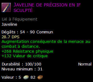 Javeline de précision en if sculpté