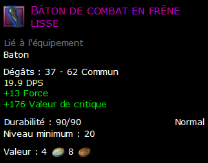 Bâton de combat en frêne lisse