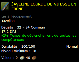 Javeline lourde de vitesse en frêne