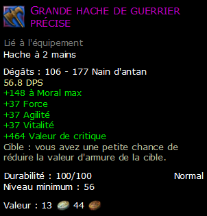 Grande hache de guerrier précise