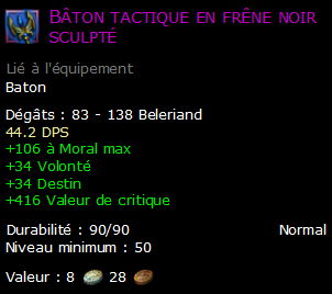 Bâton tactique en frêne noir sculpté