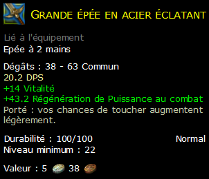 Grande épée en acier éclatant