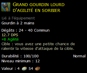 Grand gourdin lourd d'agilité en sorbier