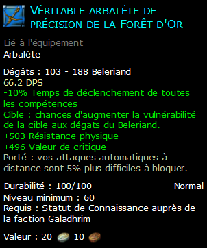 Véritable arbalète de précision de la Forêt d'Or