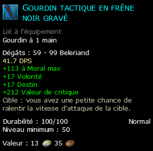 Gourdin tactique en frêne noir gravé