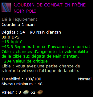 Gourdin de combat en frêne noir poli