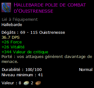 Hallebarde polie de combat d'Ouistrenesse