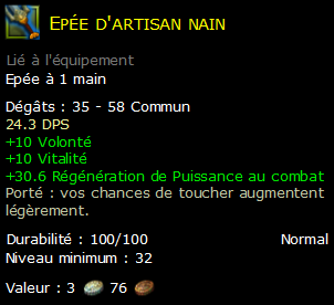 Epée d'artisan nain