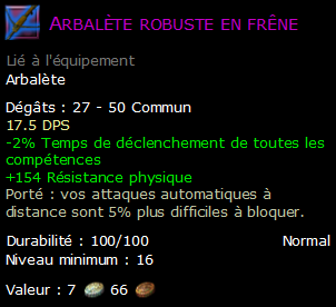 Arbalète robuste en frêne