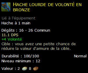 Hache lourde de volonté en bronze