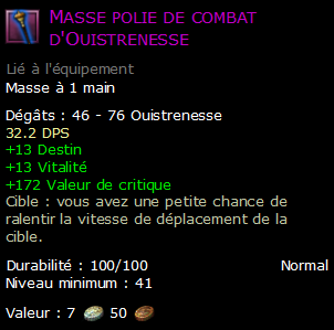 Masse polie de combat d'Ouistrenesse