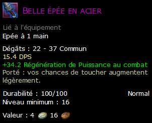 Belle épée en acier