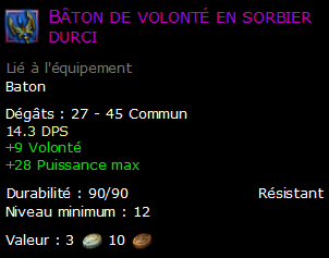 Bâton de volonté en sorbier durci