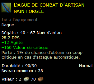 Dague de combat d'artisan nain forgée