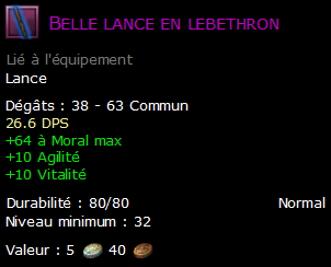 Belle lance en lebethron