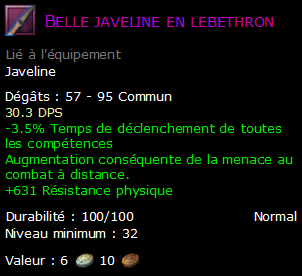 Belle javeline en lebethron