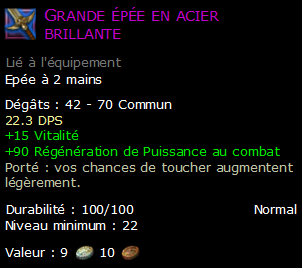 Grande épée en acier brillante