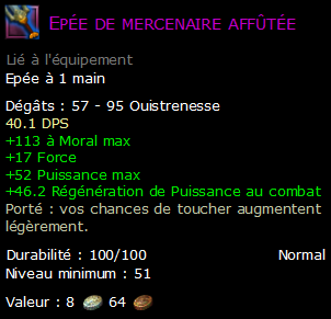 Epée de mercenaire affûtée