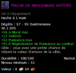 Hache de mercenaire affûtée