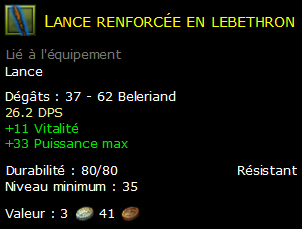 Lance renforcée en lebethron