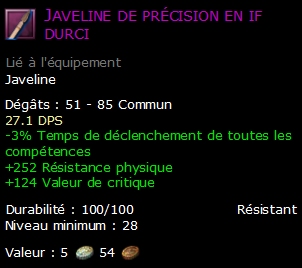 Javeline de précision en if durci