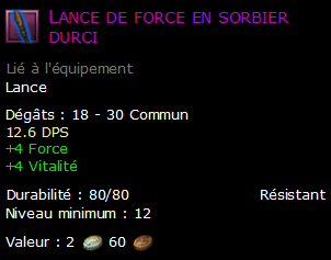 Lance de force en sorbier durci