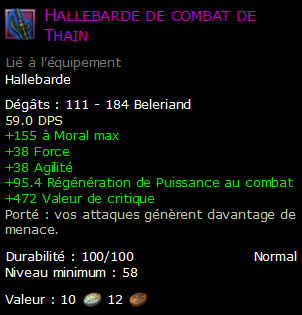 Hallebarde de combat de Thain