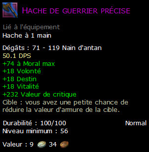 Hache de guerrier précise