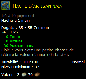 Hache d'artisan nain