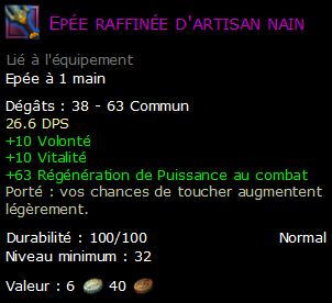 Epée raffinée d'artisan nain